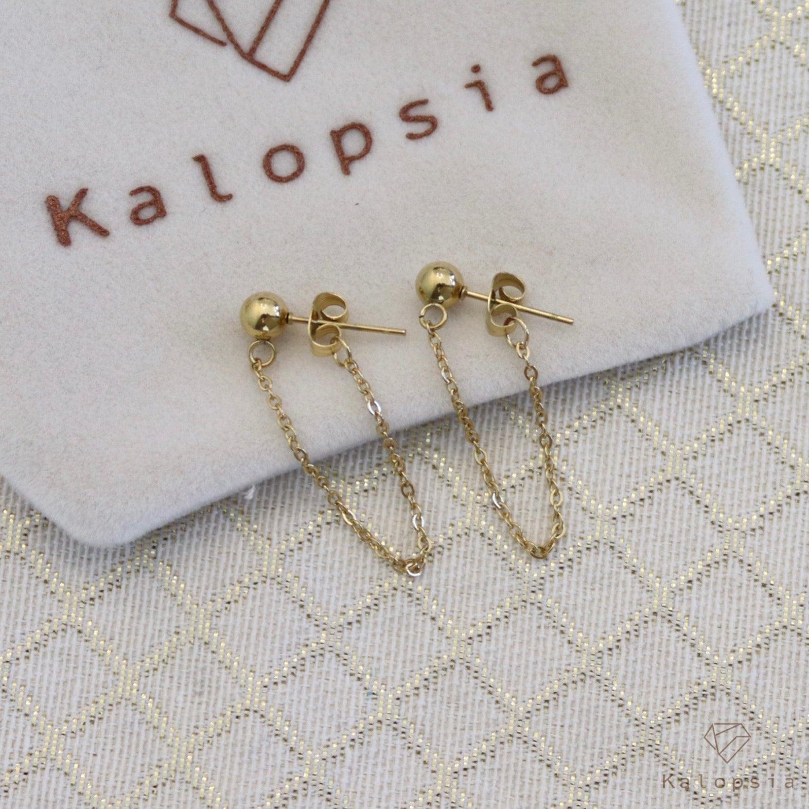 Chain Sphere Earring - Kalopsia Accessories